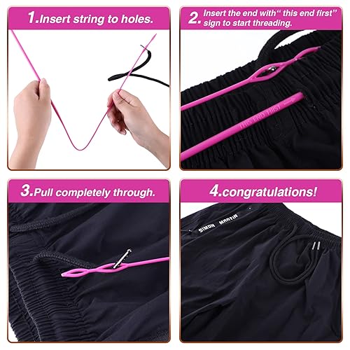 Drawstring Cords Replacement Drawstrings with Easy Threader for Sweatpants  Shorts Pants Jackets Coats (Black)