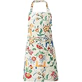 DILLMAN Aprons for Women with Pockets Cotton Linen Cooking Kitchen Baking Soft Durable Floral Gardening Apron