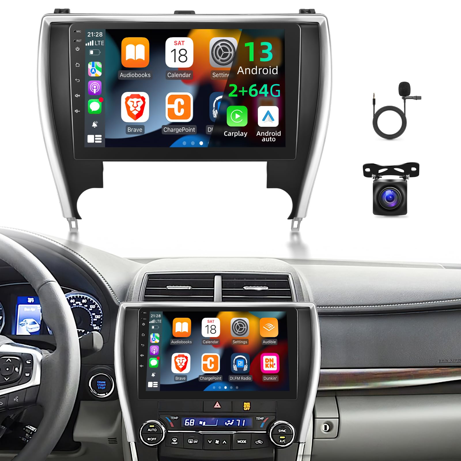 Photo 1 of [2G+64G] Car Radio for Toyota Camry 2015 2016 2017, Android 13 Touch Screen Camry Stereo, Carplay/Android Auto/EQ Audio/1080P/SWC/Bluetooth