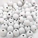130 PCS White Wood Beads, 20mm Wooden Beads with 5mm Large Hole for Bracelets, DIY Craft and Home Decoration (3/4 Inch)