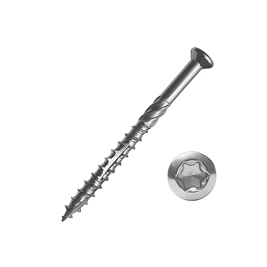 500 Terrassenschrauben Edelstahl 5,0 x 60 mm – Terrassenbauschrauben mit Schneidkerbe – Antrieb TX25 (Innensechsrund) – Werks
