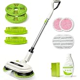 VMAI Cordless Electric Floor Scrubber &amp; Mop with Cleaning Solution | Detachable Battery, Floor Scrubber Machine with Spray &amp; LED Headlights for Tile Hardwood, Self-propelled Electric Spin Mop