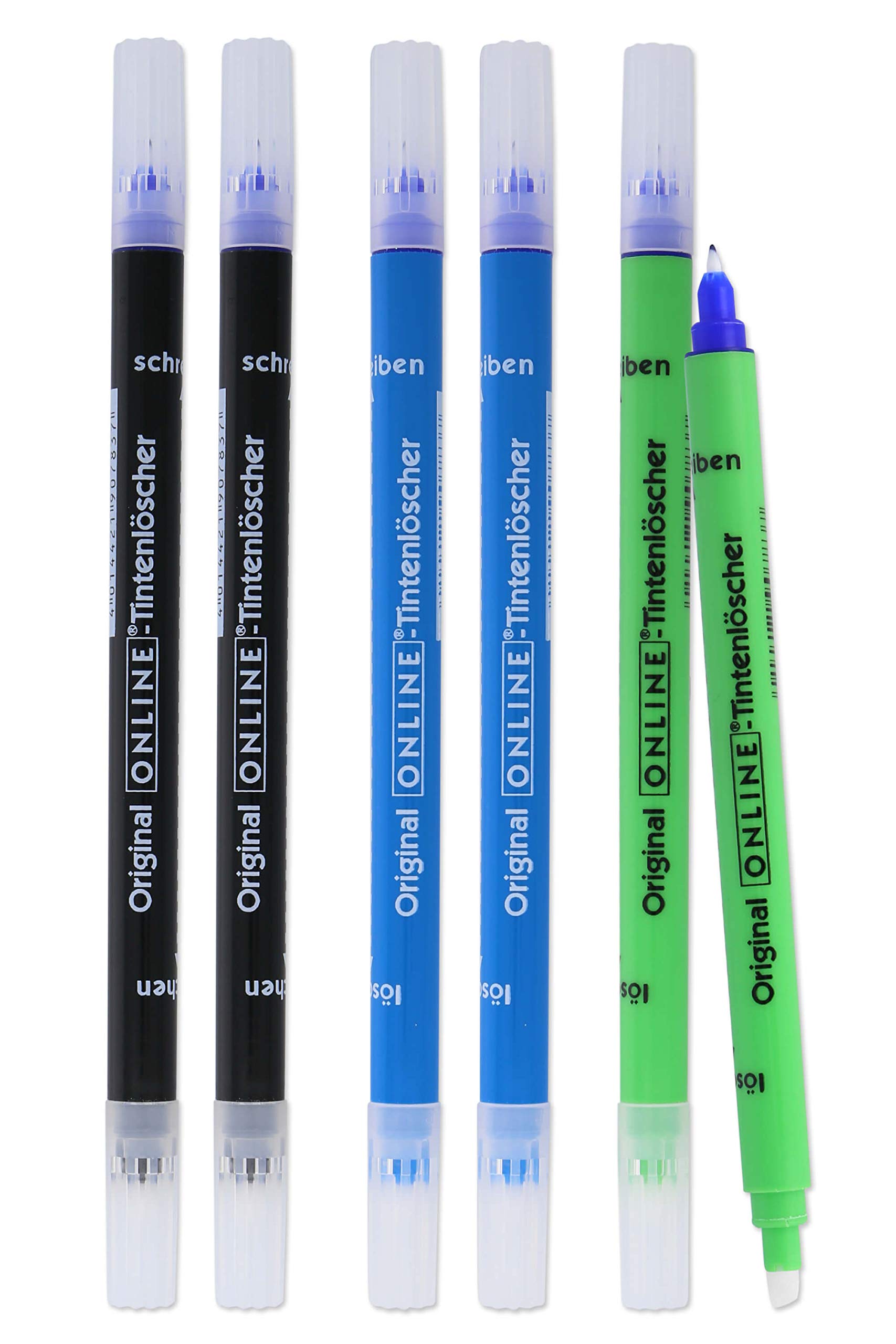 Online 6X Ink-Erasers | 6X Pens for Erasing & Rewriting | Colors: Blue, Green, Black | Blue Ink Removal & Correction