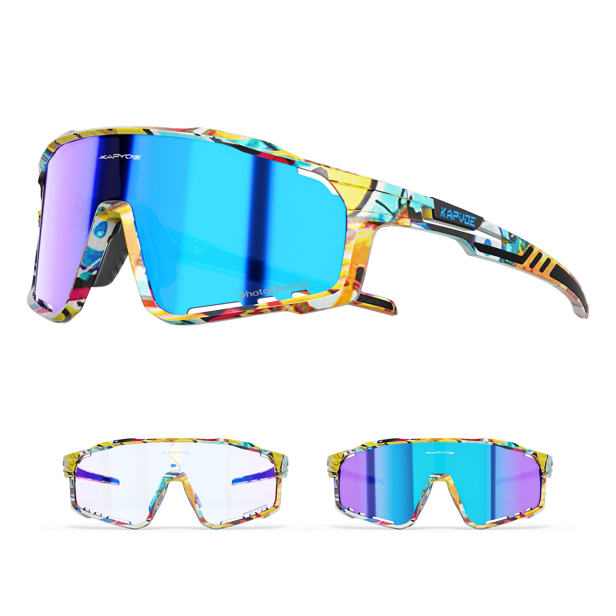 KAPVOE Photochromic Sunglasses Cycling Glasses Men Women Mountain Bike MTB Bicycle K76