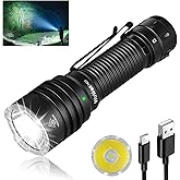 Wurkkos TS23 Tactical Flashlight,5000 High Lumens Rechargeable Flashlight,70.3 HI LED 482M Attack Head LED Flashlights,IP68 Waterproof Flashlights for Emergency,Repair,Camping,Hiking