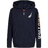 Nautica boys Long Sleeve Fleece Full Zip Hoodie, Comfortable, Relaxed Fit