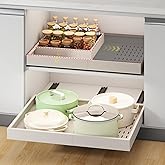 Pull out Cabinet Organizer,Width (14"-21") and Depth (17"-24") Expandable With 3 Rails,No Drill Adjustable Slide out Drawers 