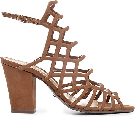 black caged block heel sandals