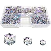 Chengmu Clear Purple Cube Glass Beads for Jewelry Making, Faceted Square Crytal Spacer Beads for Bracelet Necklace Earring (4mm 6mm 8mm Mixed Sizes, 530pcs)