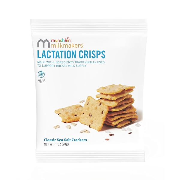MUNCHKIN MILKMAKERS LACTATION CRISPS FOR NURSING, BREASTFEEDING & PUMPING MOMS – GLUTEN FREE & FENUGREEK FREE CRACKERS WITH MILK BOOSTING INGREDIENTS LIKE OATS & FLAX
