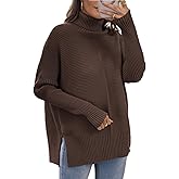 ATHMILE Women's Oversized Turtleneck Sweaters Fall Fashion Outfits Batwing Sleeve Ribbed Tunic Winter Clothes 2025