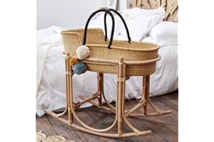 Baby Moses Basket, Baby Bassinet, Bolga Woven Baby Bed, Newborn Baby Gift,Modern Baby Bed, Bassinet with Swing Stand (Only Ba