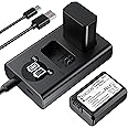 ENEGON NP-FW50 Battery (2-Pack,1300mAh) and Dual Charger for Sony ZV-E10, Alpha A6000, A6300, A6400, A6500, a5000, a5100, A7, A7II, A7RII, A7SII, A7S, A7S2, A7R, A7R2, A55, RX10 II III Camera