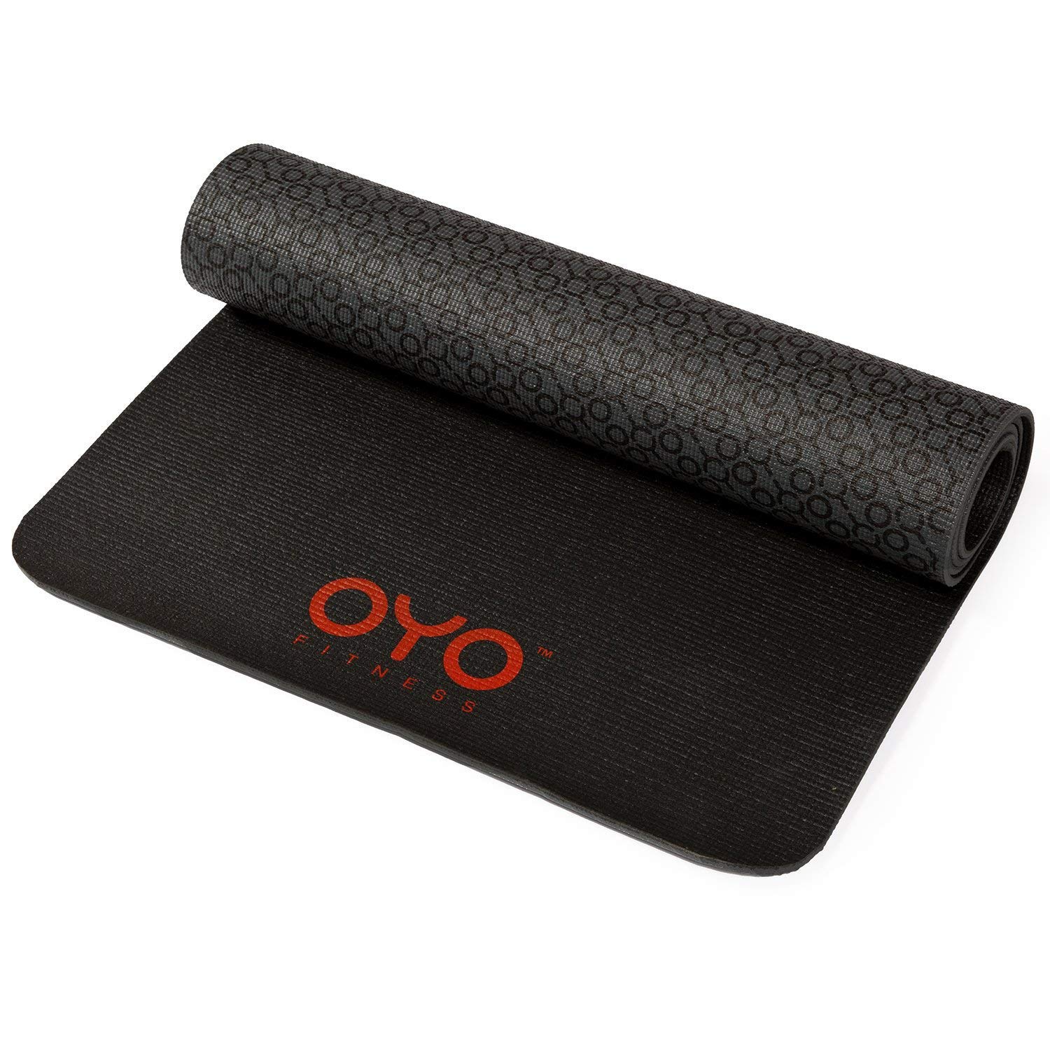 OYO Fitness Performance Exercise Mat/Yoga Mat (PVC, Reversible, Two-Tone Grey/Black, Non-Slip, 6mm/1/4 Inch Thick)
