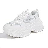 Niluber Chunky Sneakers for Women White Black Red