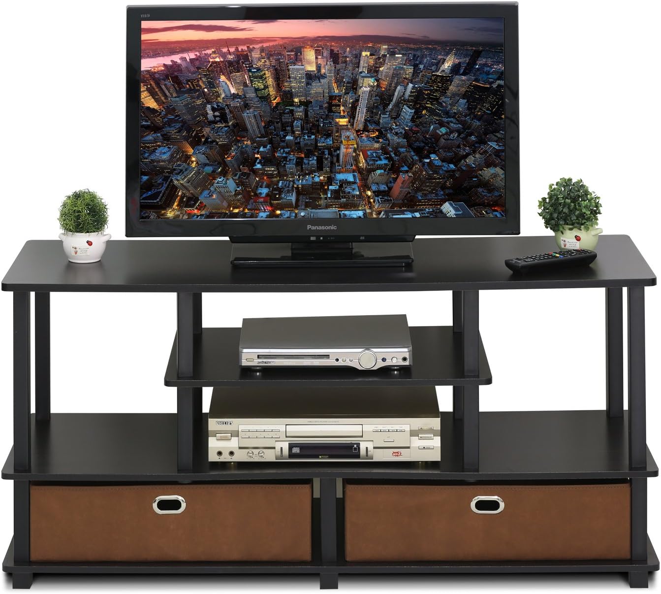 FURINNO JAYA TV Stand, Black: Furniture & Decor