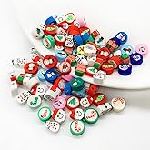 100 Pcs Christmas Polymer Clay Beads Cartoon Heishi Spacer Beads Supplies for DIY Bracelet Earring Necklace Jewelry Making