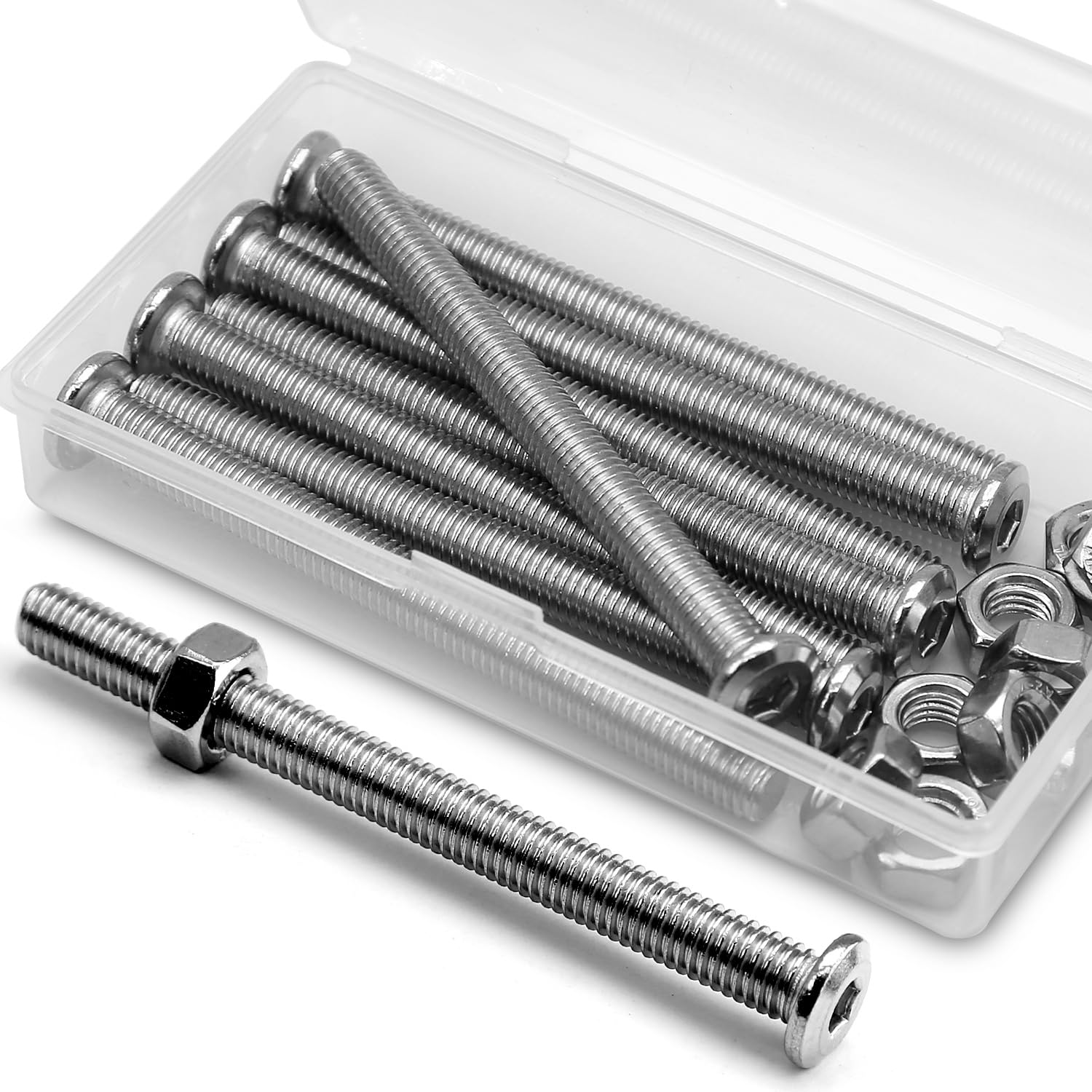(8 pcs) M8 x 80mm Flat Round Hexagon Socket Head Screws Bolts and Nuts Set 304 Stainless Steel 18-8 โ image 1