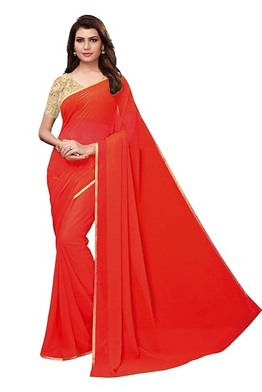 Winza Designer Womens Georgette Saree With Blouse (SOLID)