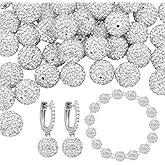 PH PandaHall 50pcs 14mm White Rhinestone Beads White Clay Beads Polymer Crystal Beads2mm Hole Clay Pave Disco Ball Round Diamond Sparkle Bead for Necklace Bracelet Jewelry Making Party Decoration