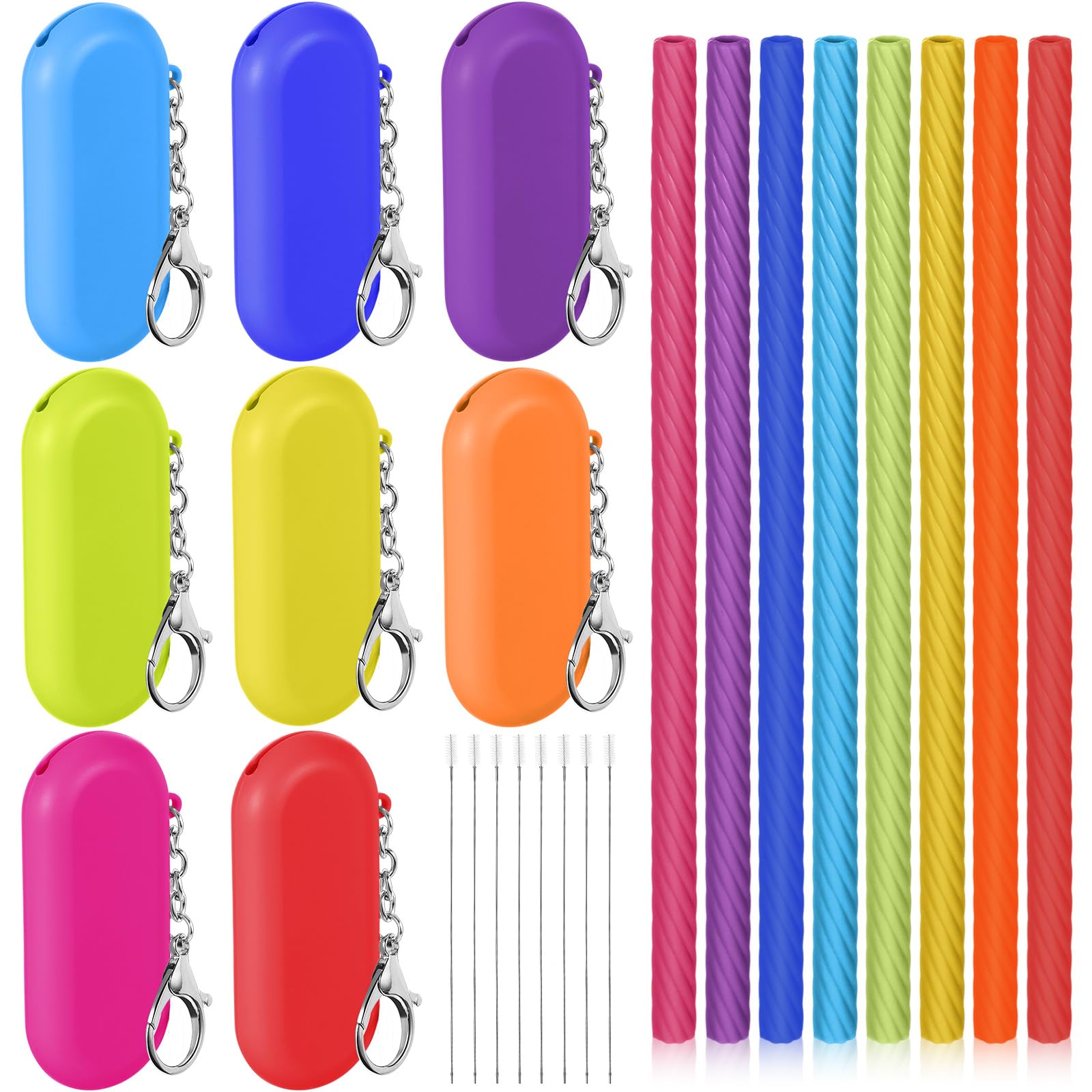 Photo 1 of Meanplan 8 Set Cruise Ship Essentials,Silicone Straws with Case Reusable Foldable Portable Drinking Straw for Party Travel Cold or Hot with Carry Case and Cleaning Brushes (Rainbow Colors)