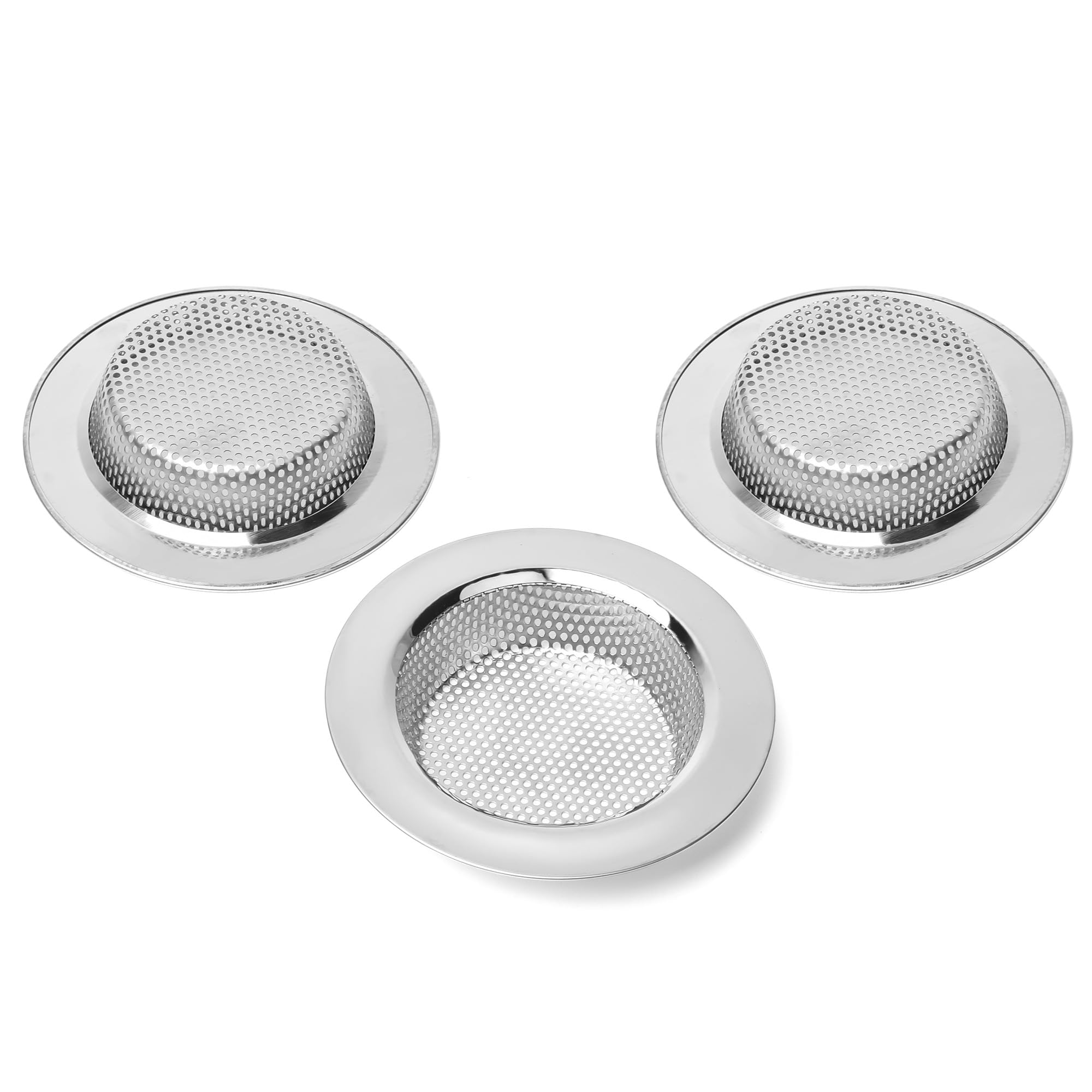 Qinglele Sink Strainer, Stainless Steel Sink Strainer, Prevent Clogging, Outer Diameter 4.4 Inches/112 mm, Pack of 3 (Large)