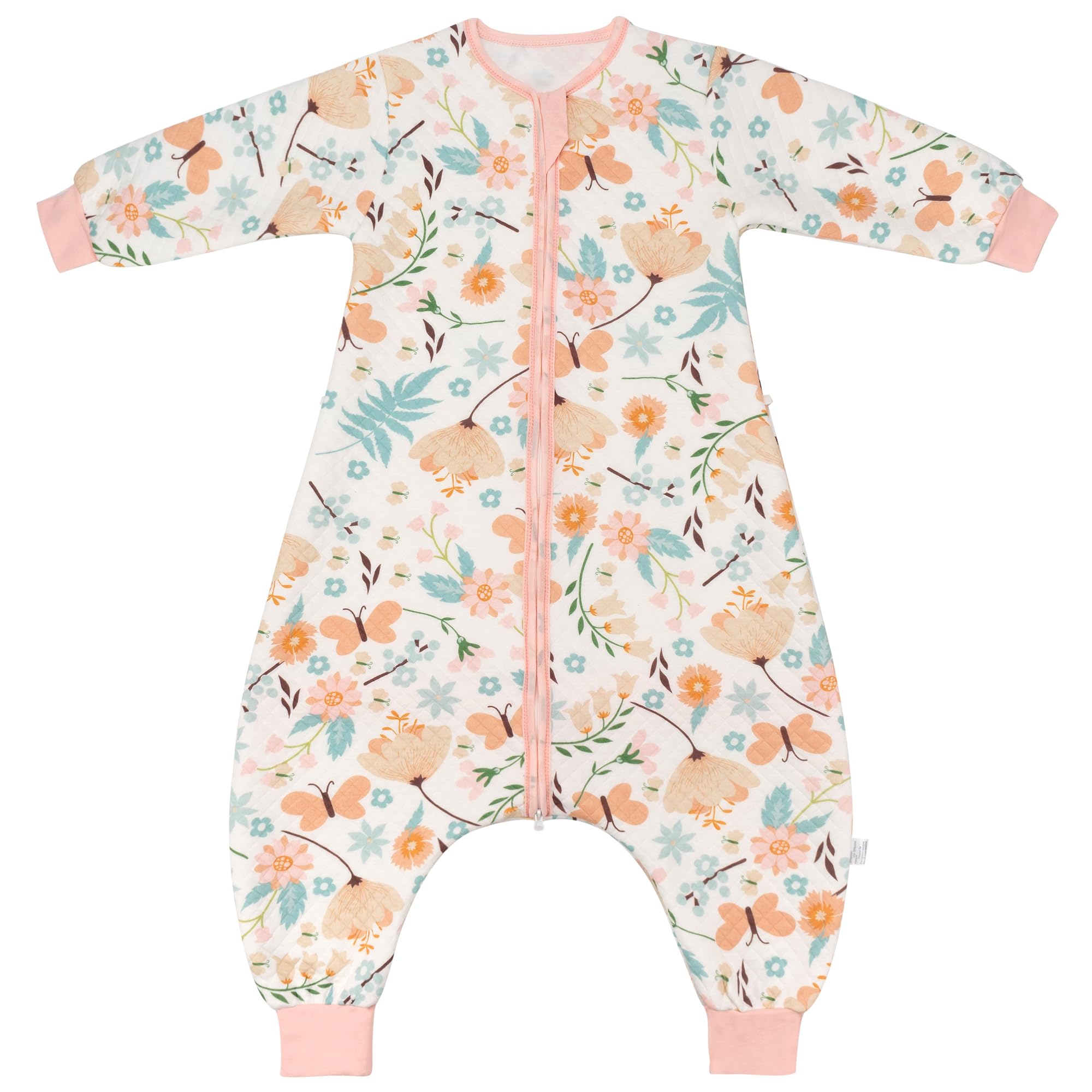 LILBESTIE Toddler Sleeping Bag, 1.5 TOG Sleeping Bag with Feet and Arms Cotton Sleep Sack All Seasons (Butterfly, 3-5 Years)
