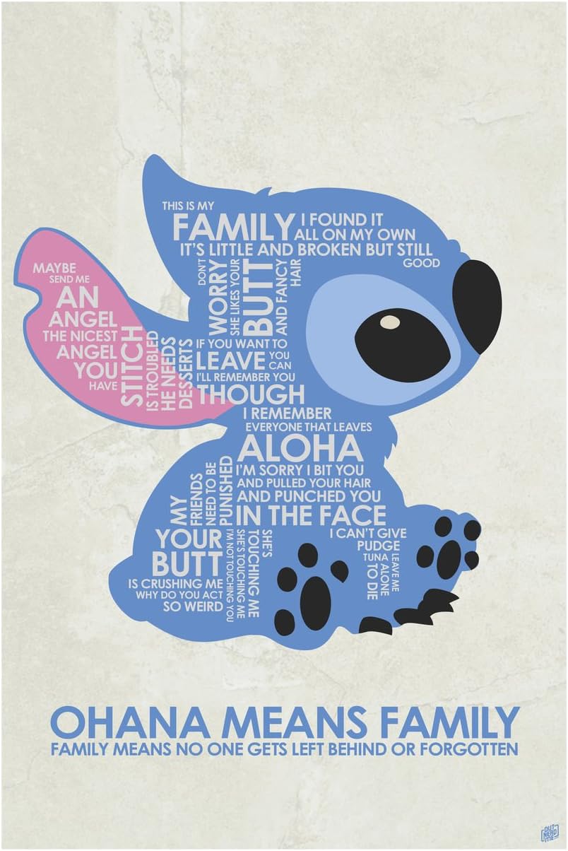 Ohana Means Family Giclee Art Print Poster from Typography Drawing by Pop Artist Stephen P. 24" x 36"