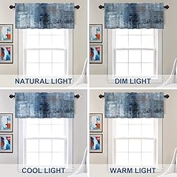 Batmerry Blue Abstract Grey Valance Curtains, Grey