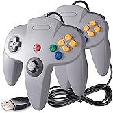 KIWITATA 2 Pack Classic N64 USB Controller, Wired N64 Remote PC Joystick Gamepad Controller for Window XP 7 8 11 & Mac & Retr