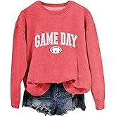 TIZOIAQ Game Day Sweatshirt Women Football Sweatshirt Football Graphic Pullover Casual Crewneck Long Sleeve Game Day Fan Tops