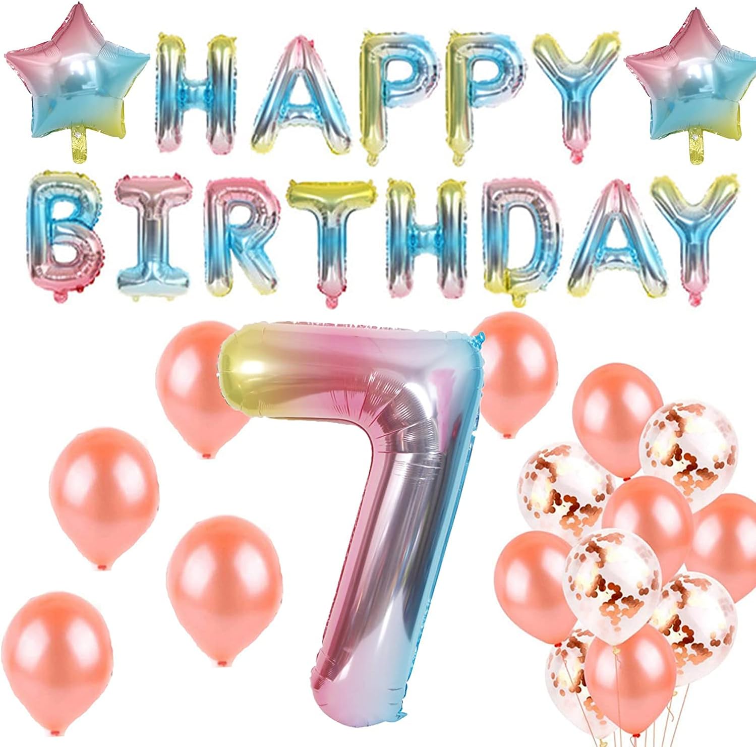 ANCLLO 32 Inch Number Balloons Foil Ballon Rainbow Gradient Digit Ball Colorful Wedding Birthday Party Decoration-Number 7 - Image 5