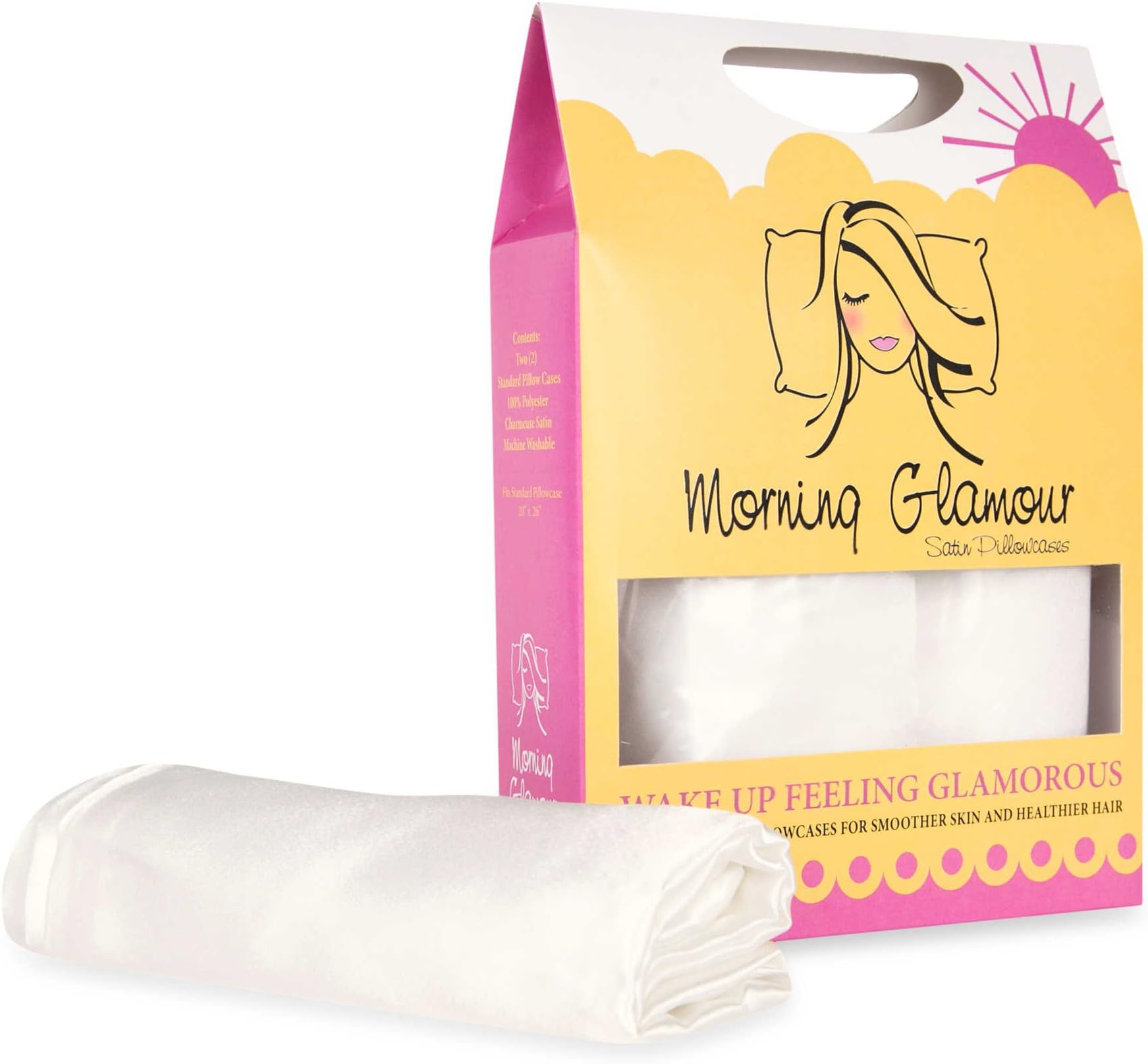 Morning Glamour Satin Standard Pillowcases in IVORY (Set of 2)