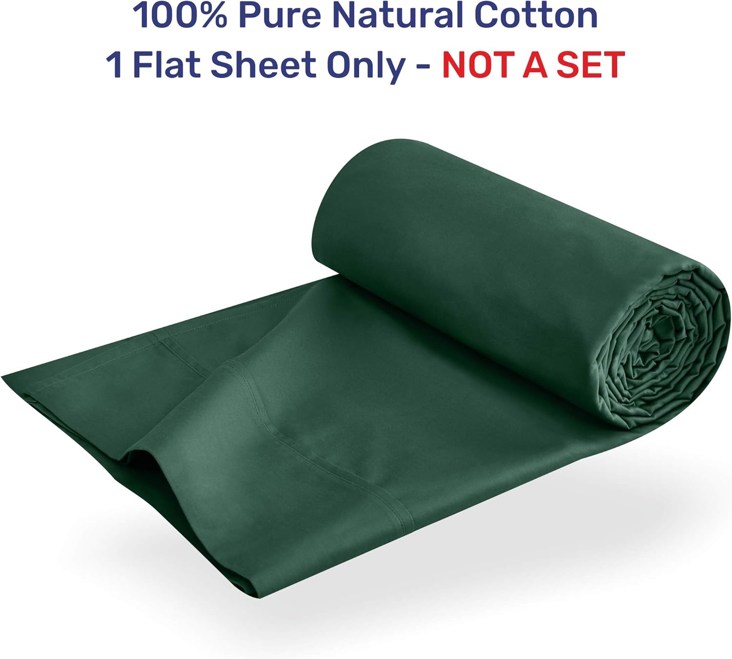 California Design Den Full Size Flat Sheet Only - 1 Piece Hunter Green Fade Resistant Top Sheet, Long Staple Cotton 400 Thread Count, Single Soft Sateen Weave Bedsheet: Home & Kitchen