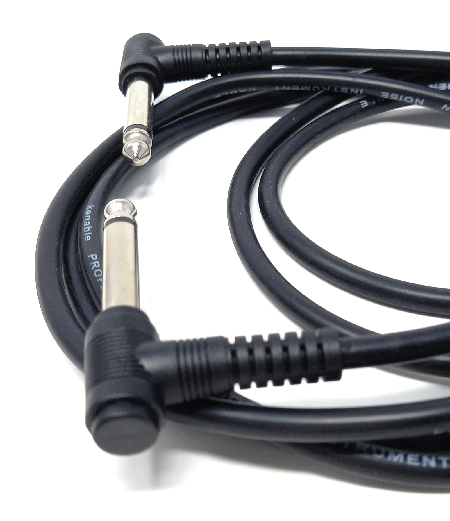 DRUT 6m 6.35mm 1/4" TS Mono Jack to Jack Plug Lead for Guitar, Amplifiers, Music Instruments, Speakers, Microphone Cable Dual Right Angle, Black 20ft