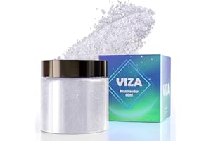 Viza White Mica Powder, 30g/1.06oz Pearl Cosmetic Grade Pigment Powder Diamond Dust for Epoxy Resin,Lip Gloss,Body Butter,Soap Making,Nail Polish,Eyeshadow,Candle Dye,Bath Bombs - Crystal Silver White