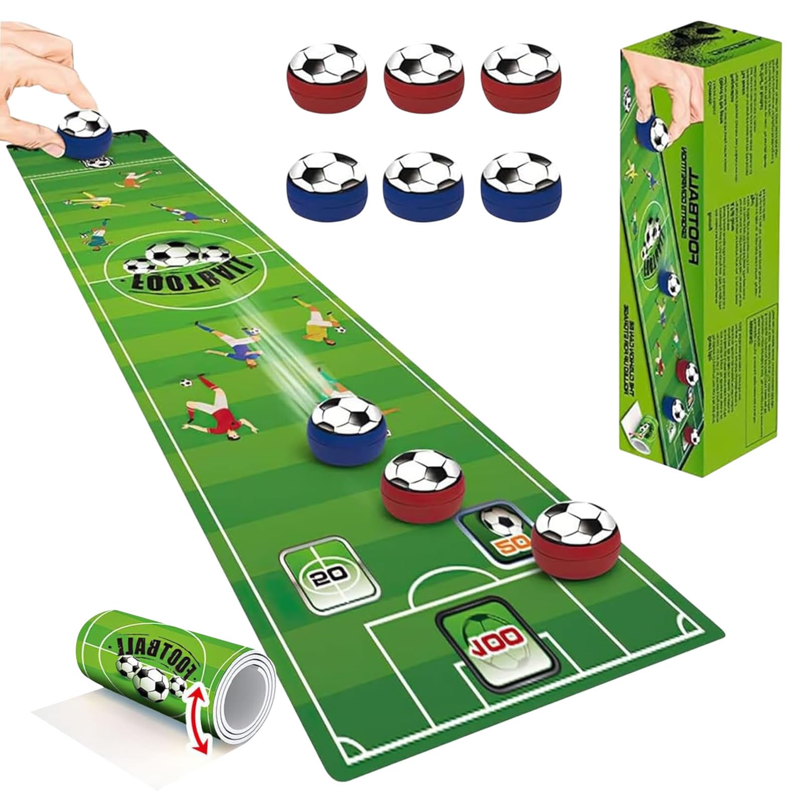 Learncredibles Football Frenzy Play Mat for Kids –Football Cutouts (3 Red & 3 Blue) – Extra-Large 30cm x 120cm Sports Activity Sheet – Durable Football-Themed Game Mat for Indoor/Outdoor Fun