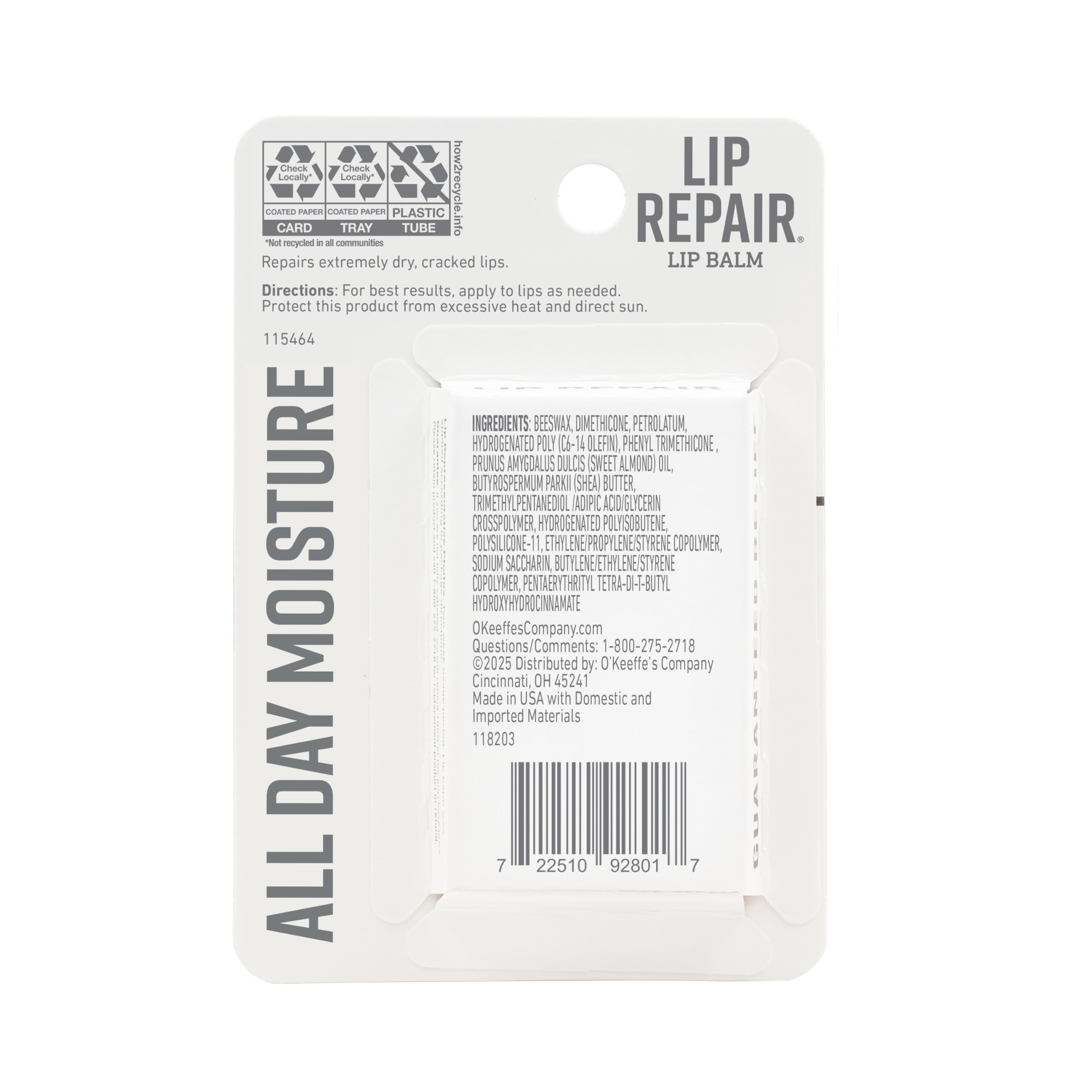 O'Keeffe's Lip Repair Unscented Lip Balm for Dry, Cracked Lips - Stick (Twin Pack) - Moisturizer for Very Dry Lips