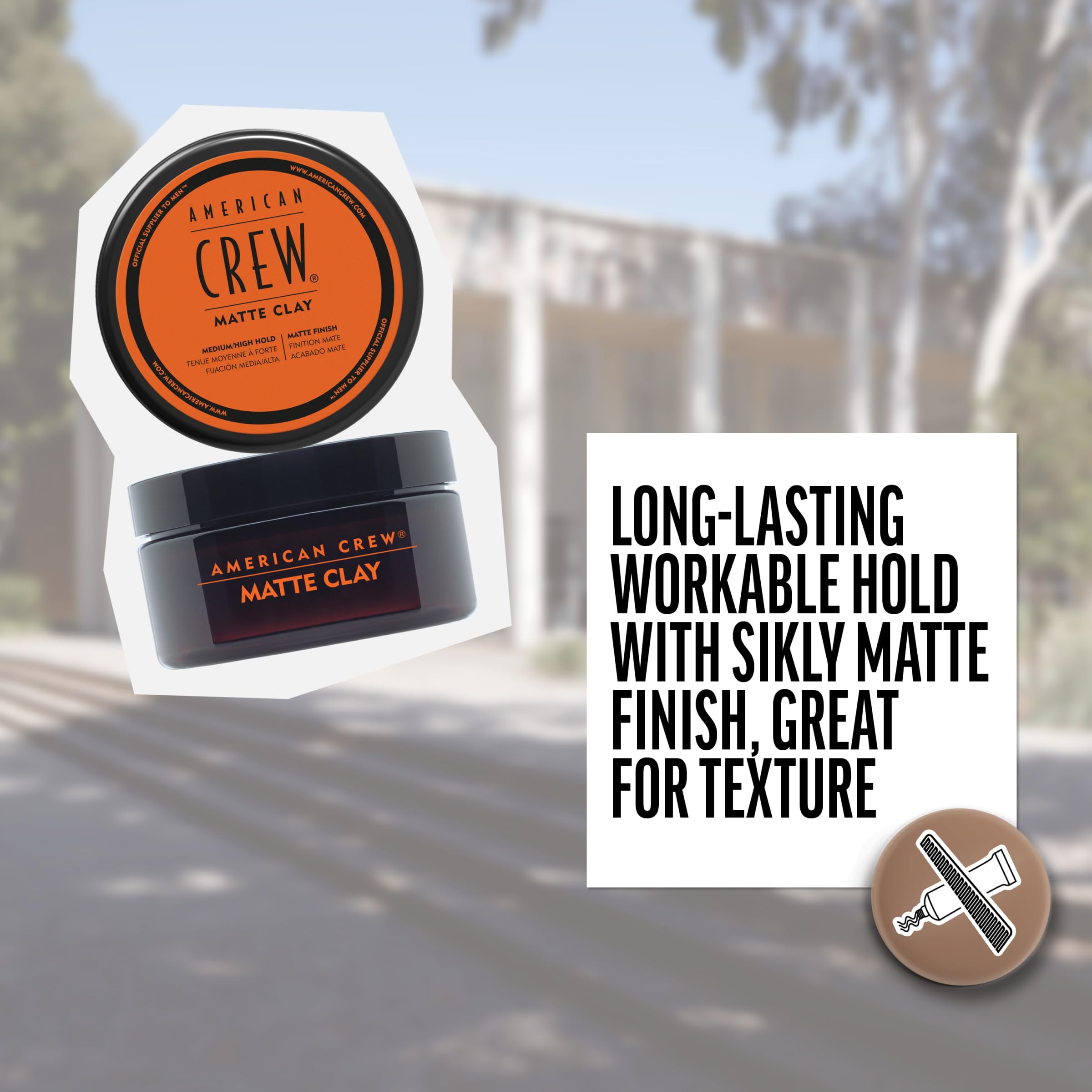 AMERICAN CREW Men's Hair Matte Clay, Like Hair Gel with Medium/High Hold, 3 oz