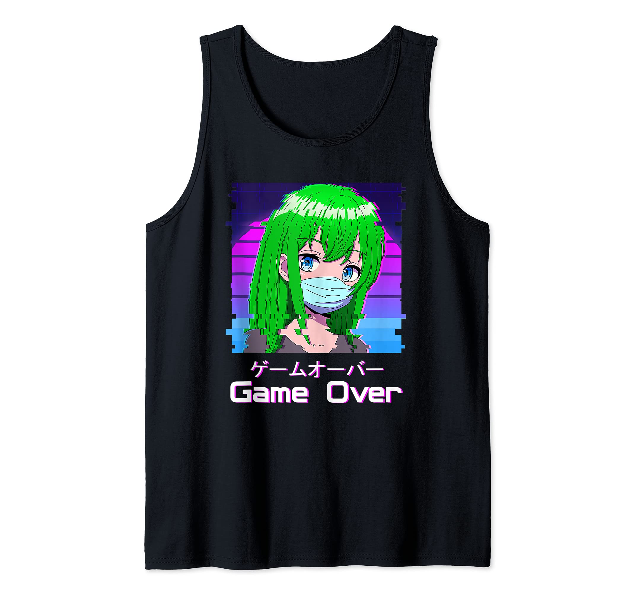 Anime Girl Game Over Japanese Aesthetic Vaporwave Antisocial Tank Top