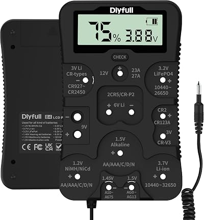 DLYFULL Universal Battery Tester LCD Display Voltage & Capacity