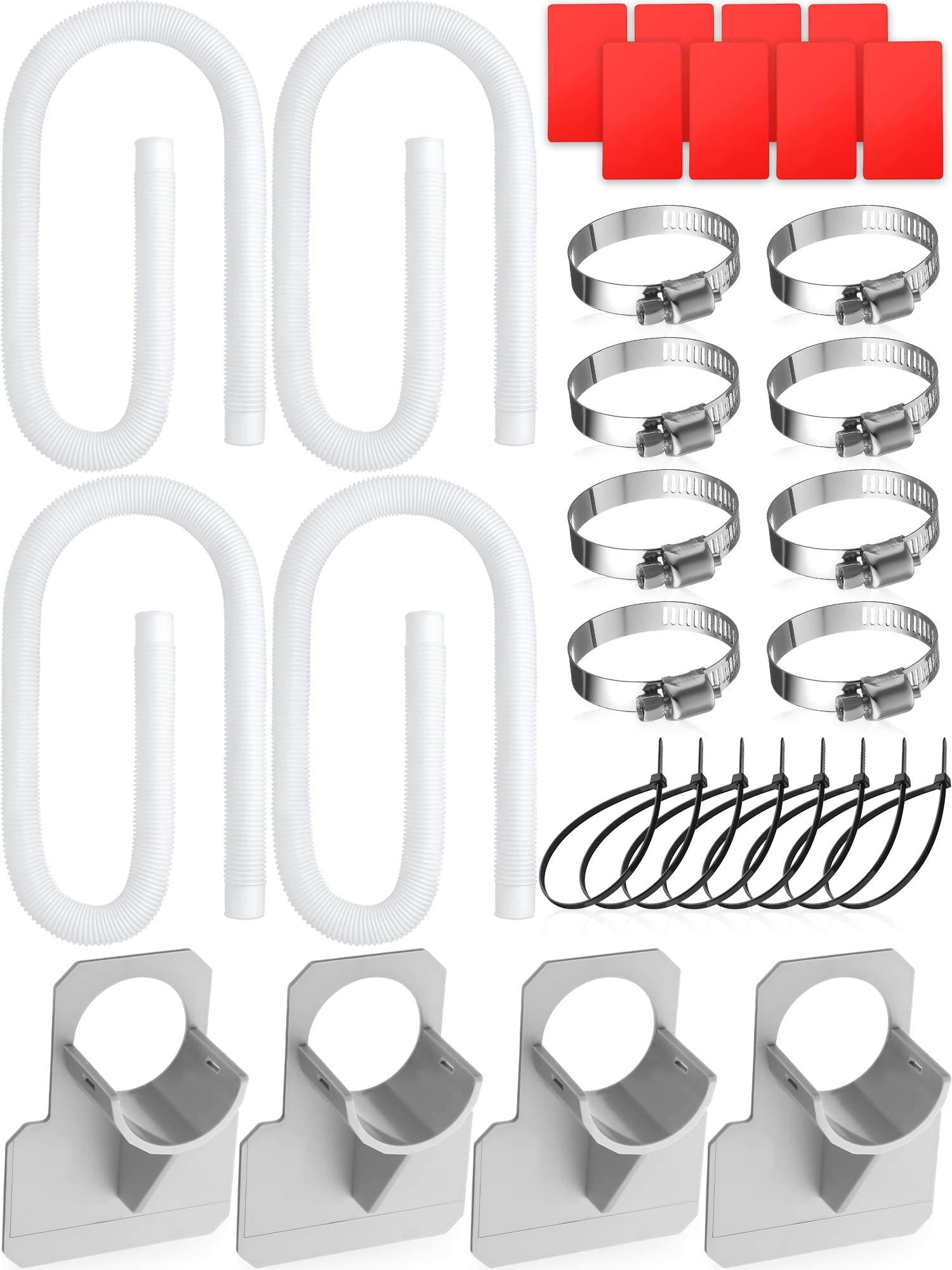 Photo 1 of 4 Sets Pool Pump Replacement Hose for Above Ground Pools 1.25 In Diameter Replacement Hose 59 In Long and Pool Pipe Holders Pool Accessory Compatible with Filter Pumps 330 GPH 530 GPH 1000 GPH (White)