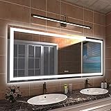 Amorho LED Bathroom Mirror 72x 32, Large Dimmable Lighted Vanity Mirrors for Wall, Anti-Fog Mirror Colors Adjustable (Backlit