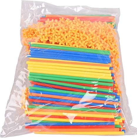 Amazon 4dわらを使って ストローを使って積み木幼稚園の子供をパズルして 3 7歳のdiyおもちゃを作ります 300本入り150ストロー150タップ はめこみ 形合わせ おもちゃ