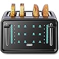 Gevi Toaster 4 Slice,Led Display Touchscreen Bagel Toaster with Dual Control Panels of Bagel/Reheat/Defrost/Cancel/Toasting One Slice/Longer Function,6 Shade Setting
