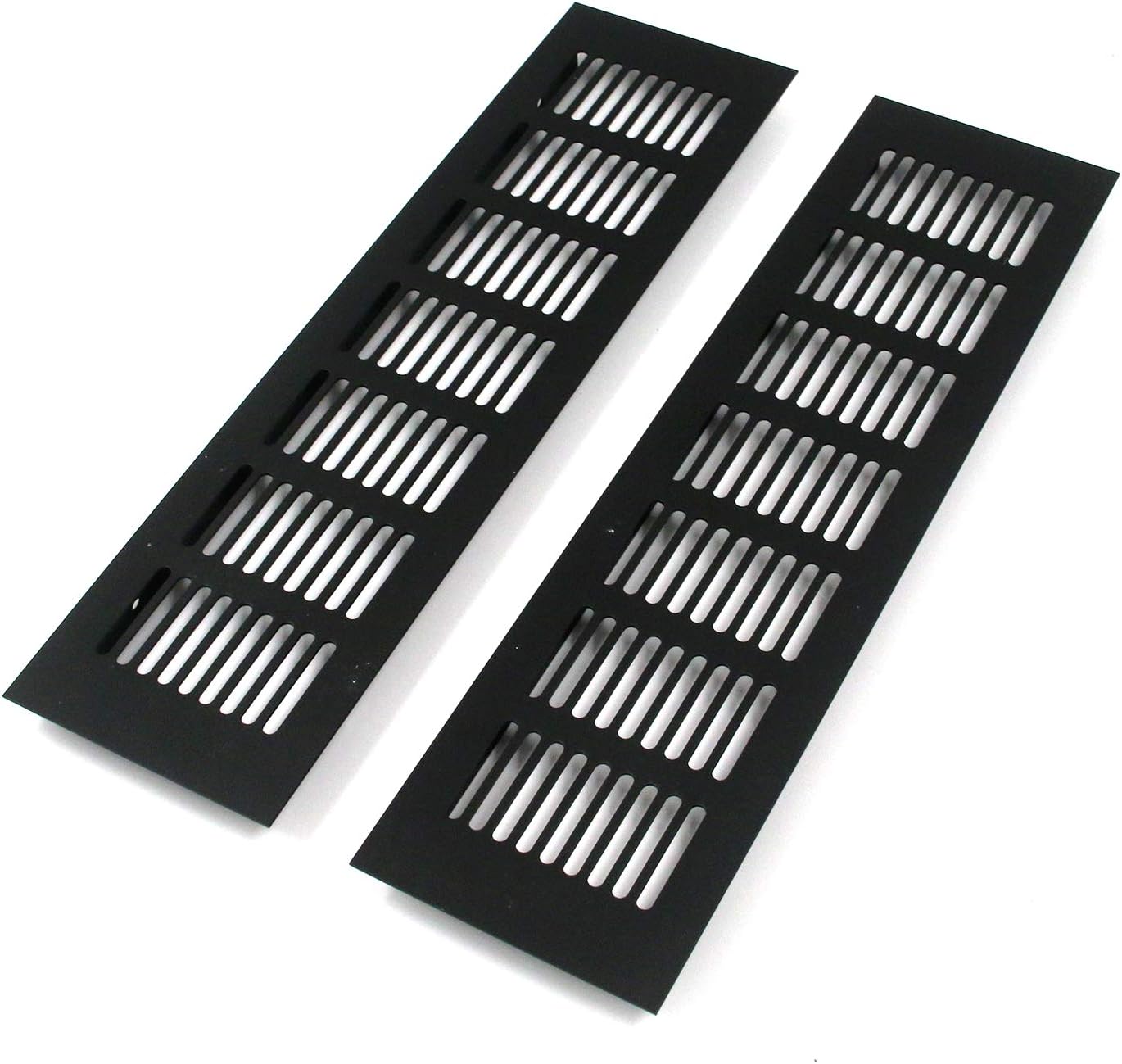 Registers, Grilles & Vents - Geesatis 11.8 x 3.1 inch / 300 x 80 mm Rectangle Shape Mesh Air Vent for Cabinet Shoe Cabinet Hardware Accessories Ventilation Cover, with Mounting Screws, Black, 2 Pcs