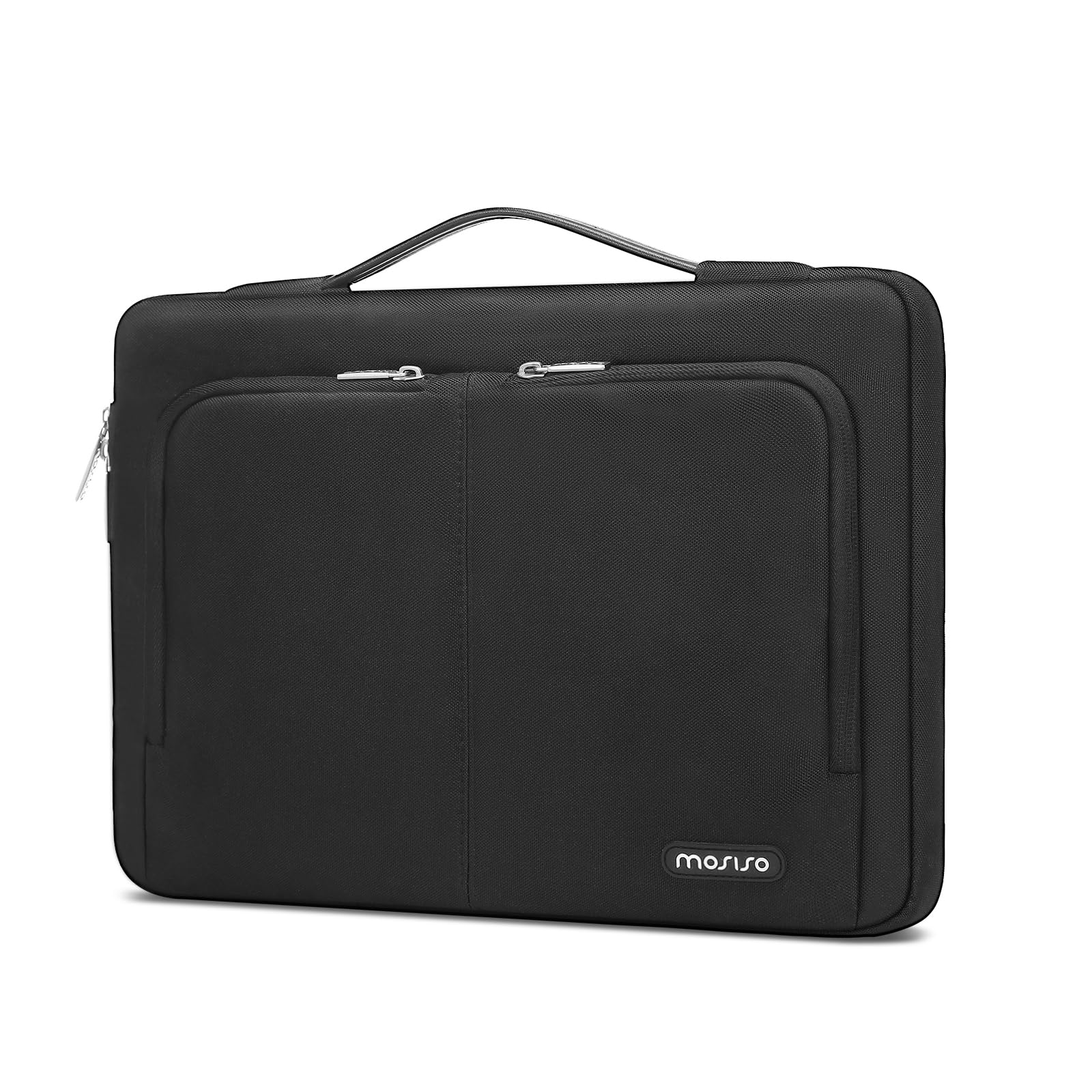 MOSISO 360 Protective Laptop Sleeve Bag Compatible with MacBook Air/Pro, 13-13.3 inch Notebook, Compatible with MacBook Pro 14 inch M4 M3 M2 M1 2024 2023 2022 2021 with 2 Same Front Pockets&Belt,Black