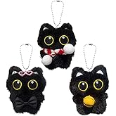CZFSWT 3 Pcs Cat Keychain,Black Cat Keychain,Plush,Charming Accessory Loved By Enthusiasts, Suitable for Bags, Backpacks and Keys