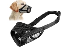 LUCKYPAW Dog Muzzle, Mesh Muzzle for Large Medium Dogs, Soft Mouth Cover to Prevent Biting Chewing, Drinkable Breathable Adjustable Puppy Mouth Guard (XL, Black)