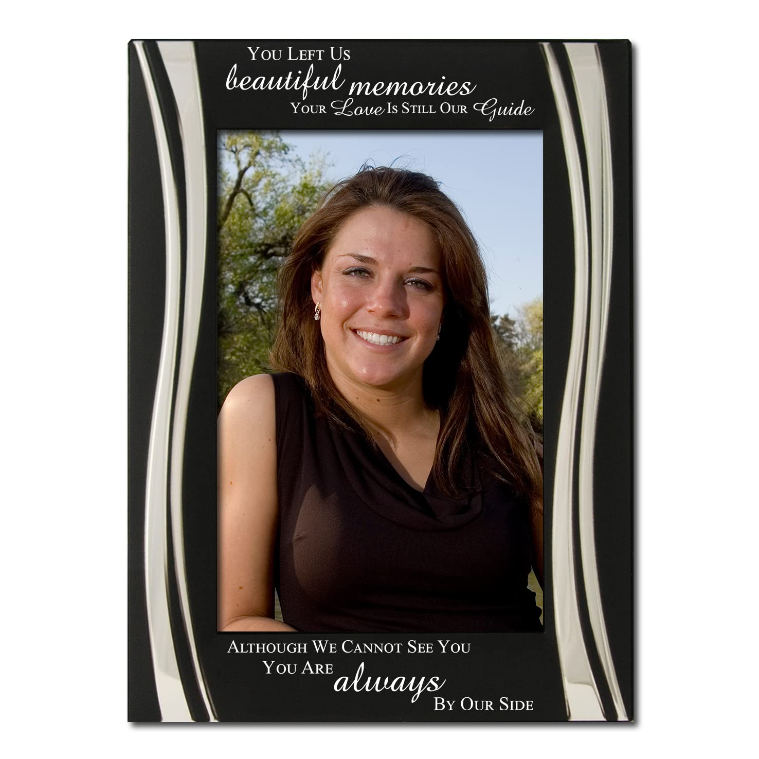Beautiful Memories, Bereavement, Memorial, In loving Memory, Silver Plated Photo Frame, Black and Silver